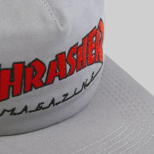 THRASHER OUTLINED SNAPBACK CAP GREY RED 