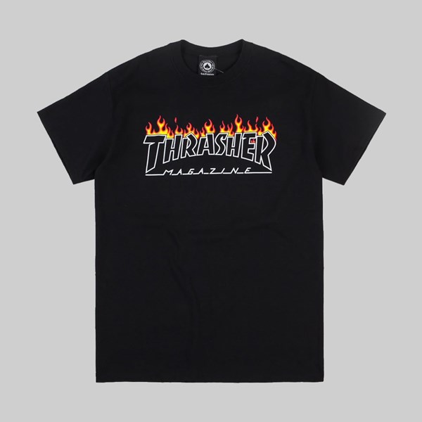 THRASHER SCORCHED OUTLINE SS T-SHIRT BLACK | THRASHER Tees