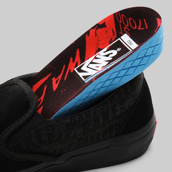 VANS X BAKER SKATEBOARDS SLIP ON BLACK BLACK RED 