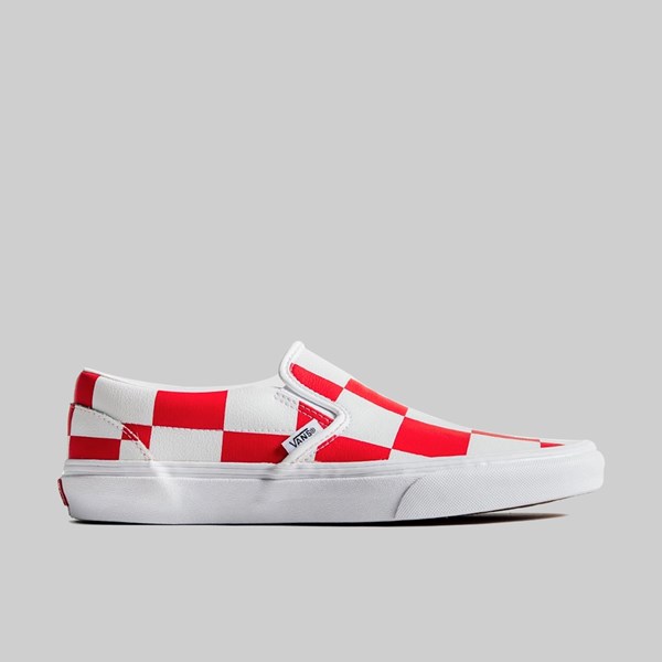 red and white checkered vans slip ons
